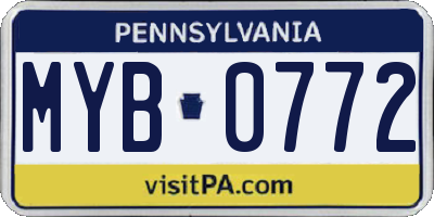 PA license plate MYB0772