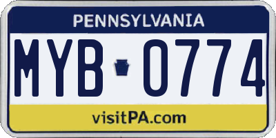 PA license plate MYB0774