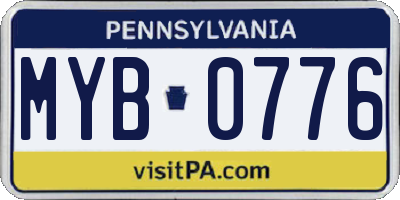 PA license plate MYB0776