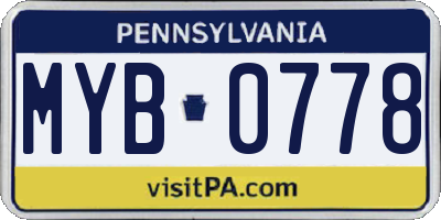 PA license plate MYB0778