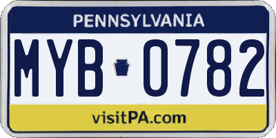 PA license plate MYB0782
