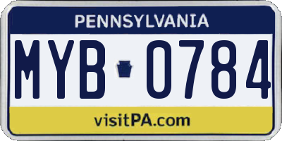 PA license plate MYB0784