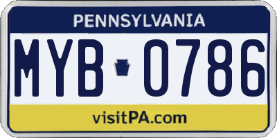 PA license plate MYB0786