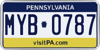 PA license plate MYB0787