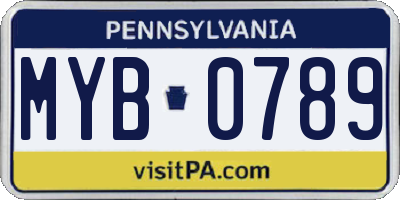 PA license plate MYB0789
