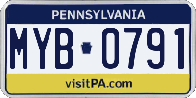 PA license plate MYB0791