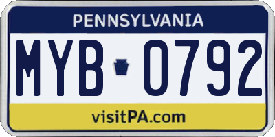 PA license plate MYB0792