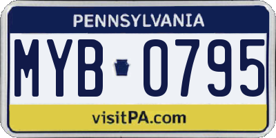 PA license plate MYB0795