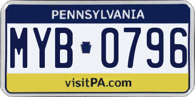 PA license plate MYB0796