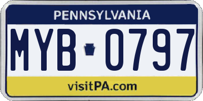 PA license plate MYB0797