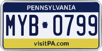 PA license plate MYB0799