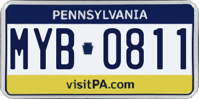 PA license plate MYB0811