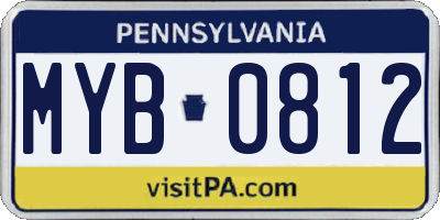 PA license plate MYB0812
