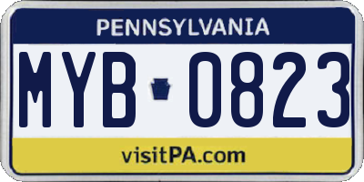 PA license plate MYB0823