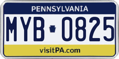 PA license plate MYB0825