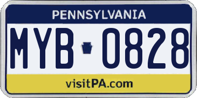 PA license plate MYB0828
