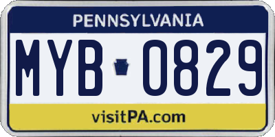 PA license plate MYB0829
