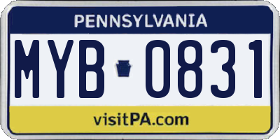 PA license plate MYB0831