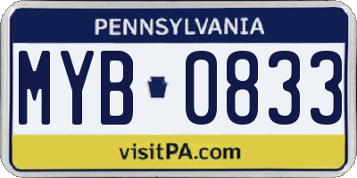 PA license plate MYB0833
