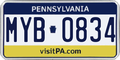 PA license plate MYB0834