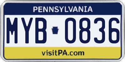 PA license plate MYB0836
