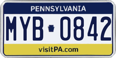 PA license plate MYB0842