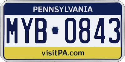 PA license plate MYB0843