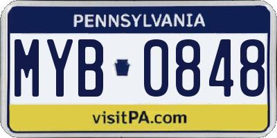 PA license plate MYB0848