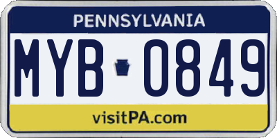 PA license plate MYB0849