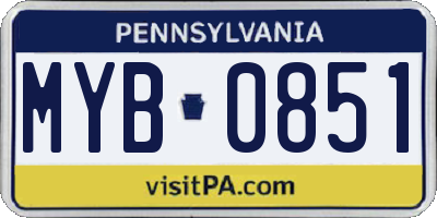 PA license plate MYB0851