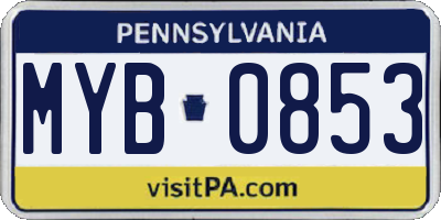 PA license plate MYB0853