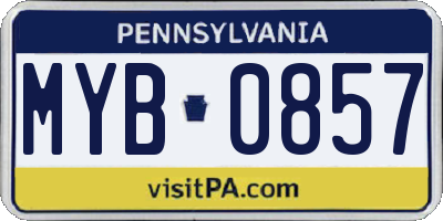 PA license plate MYB0857