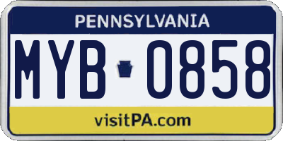 PA license plate MYB0858