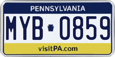 PA license plate MYB0859
