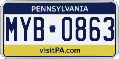PA license plate MYB0863