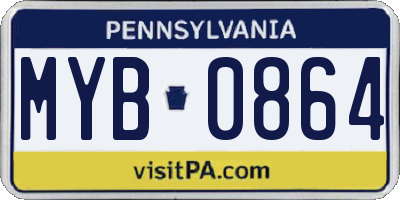 PA license plate MYB0864