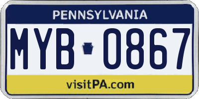 PA license plate MYB0867