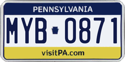PA license plate MYB0871