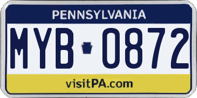PA license plate MYB0872