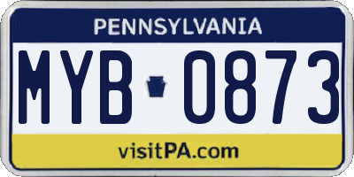 PA license plate MYB0873
