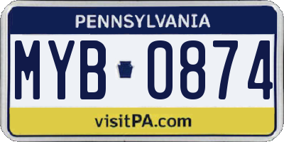 PA license plate MYB0874