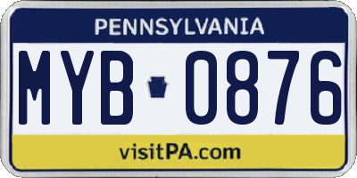 PA license plate MYB0876