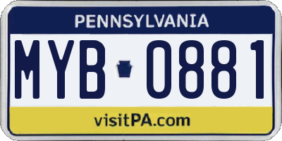 PA license plate MYB0881