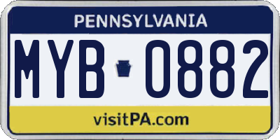 PA license plate MYB0882