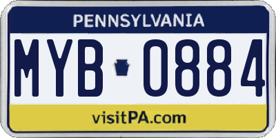 PA license plate MYB0884