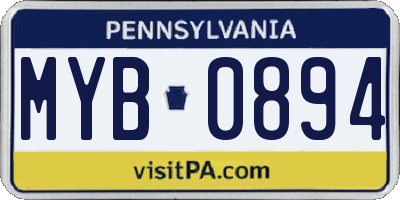 PA license plate MYB0894
