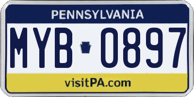 PA license plate MYB0897