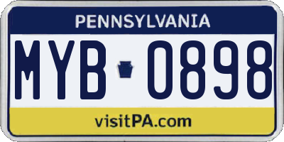 PA license plate MYB0898