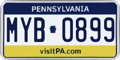 PA license plate MYB0899
