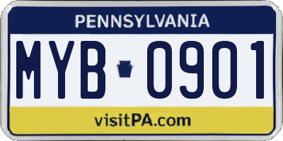 PA license plate MYB0901